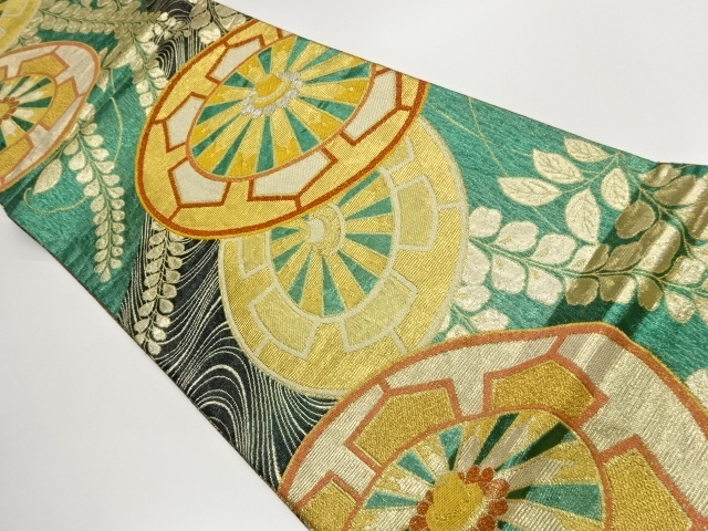 JAPANESE KIMONO / GENJI WHEEL / WISTERIA PATTERN WOVEN FUKURO OBI